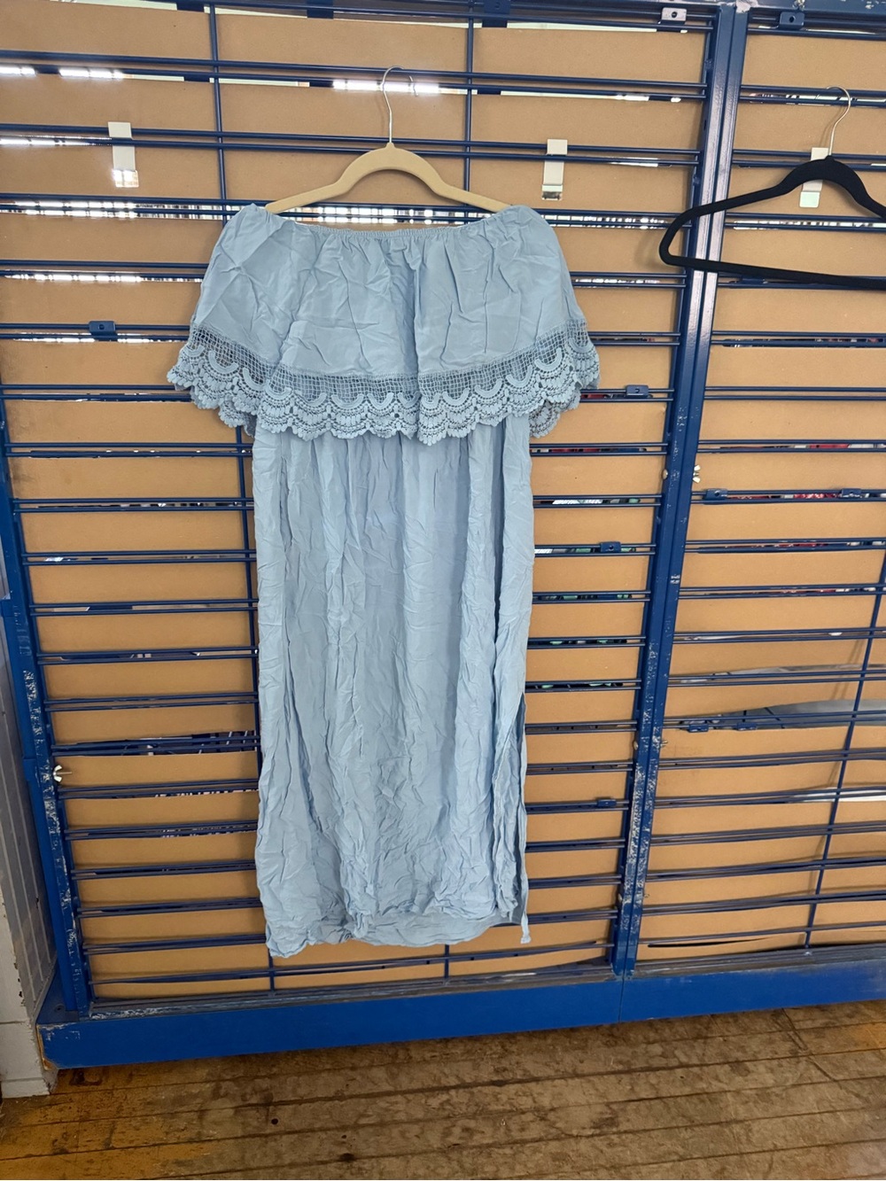 VENUS Light Blue Strapless Maxi Dress with Lace Trim
